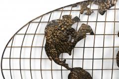American Mid Century Gold World Map Plaque - 4668420