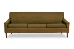 American Mid Century Greenish Brown Upholstered 3 Seater Sofa - 4660885