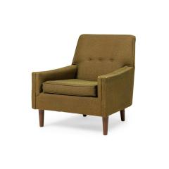 American Mid Century Greenish Brown Upholstered Armchair - 4729344
