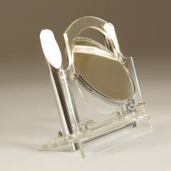 American Mid Century Lucite and chrome dressing table mirror with lights - 3146457