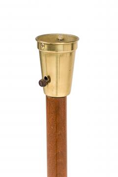 American Mid Century Milk Glass and Wooden Stem Floor Lamp - 4664991