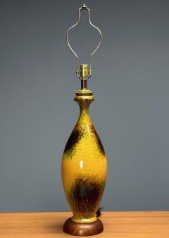 American Mid Century Modern Large Table Lamps Glazed Ceramic Yellow Fabric - 3813669