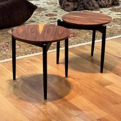 American Mid Century Modern Tripod Side Tables Rosewood Veneer Painted Wood - 3800357
