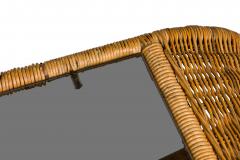 American Mid Century Smoked Glass and Wicker Waterfall Edged Cocktail Table - 4664323