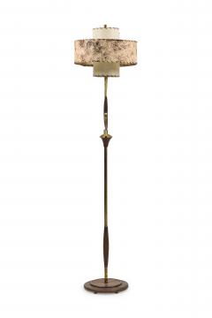 American Mid Century Teak and Brass Boomerang Floor Lamp - 4657885