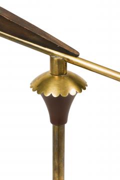 American Mid Century Teak and Brass Boomerang Floor Lamp - 4657891