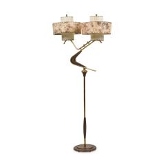American Mid Century Teak and Brass Boomerang Floor Lamp - 4708824