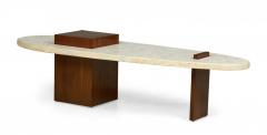 American Mid Century Terrazzo and Walnut Surfboard Form Coffee Table manner of - 4634364