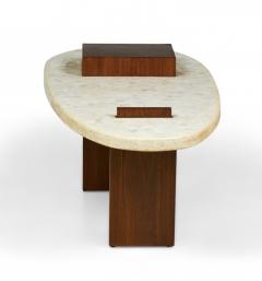 American Mid Century Terrazzo and Walnut Surfboard Form Coffee Table manner of - 4634365