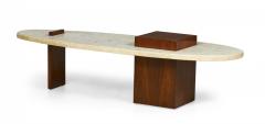American Mid Century Terrazzo and Walnut Surfboard Form Coffee Table manner of - 4634368
