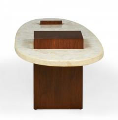 American Mid Century Terrazzo and Walnut Surfboard Form Coffee Table manner of - 4634369