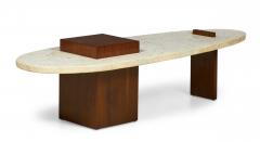 American Mid Century Terrazzo and Walnut Surfboard Form Coffee Table manner of - 4634370