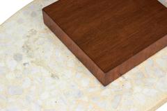 American Mid Century Terrazzo and Walnut Surfboard Form Coffee Table manner of - 4634372