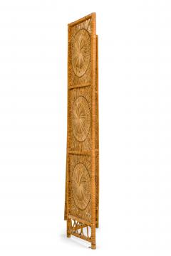 American Mid Century Tri Fold Rattan Room Dividers Screens - 4161477