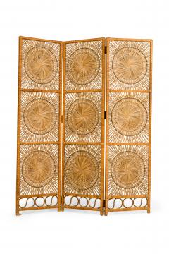 American Mid Century Tri Fold Rattan Room Dividers Screens - 4161478