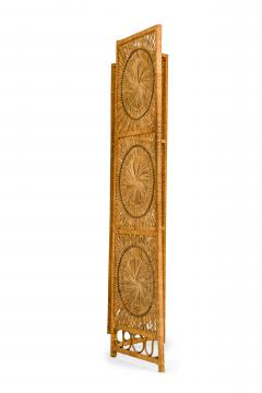 American Mid Century Tri Fold Rattan Room Dividers Screens - 4161479