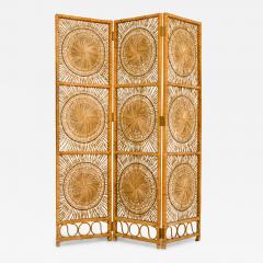 American Mid Century Tri Fold Rattan Room Dividers Screens - 4164610