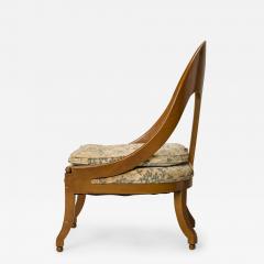 American Mid Century Walnut And Floral Fabric Upholstery Spoonback Side Chair - 3178134
