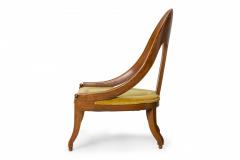 American Mid Century Walnut And Green Velvet Upholstery Spoonback Side Chair - 3169860