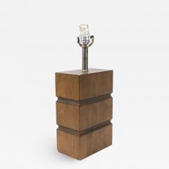 American Mid Century Wood Block Table Lamp - 1382279