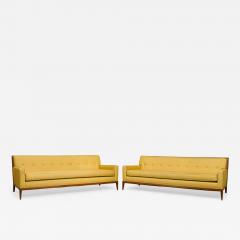 American Mid Century Yellow Fabric Upholstered Sofas - 4717953