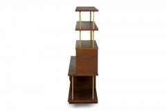 American Mid Century brass and walnut etagere - 4657994