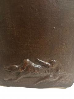 American Mid Century bronze wall plaque of a reclining dog by Leonard Baskin - 4659211