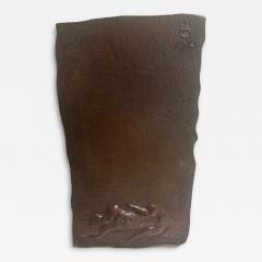 American Mid Century bronze wall plaque of a reclining dog by Leonard Baskin - 4690118