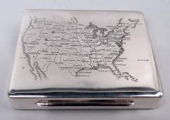 American Midcentury Modern Sterling Silver Box with Lower 48 Map - 4542957