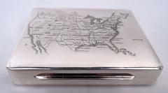 American Midcentury Modern Sterling Silver Box with Lower 48 Map - 4542959