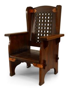 American Mission Leather and Oak Wing Chair - 1424713