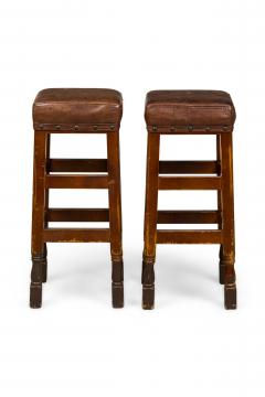 American Mission Leather and wood Barstools - 4672939