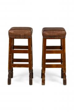 American Mission Leather and wood Barstools - 4672940