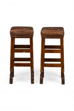 American Mission Leather and wood Barstools - 4672941