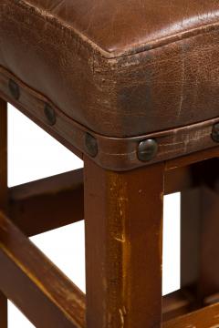 American Mission Leather and wood Barstools - 4672945