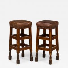 American Mission Leather and wood Barstools - 4735243