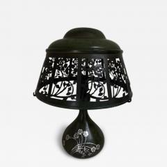 American Mission style bronze green patina table lamp - 4708576
