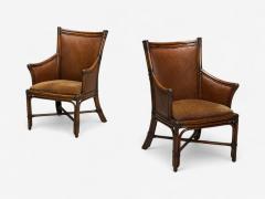 American Modern Bamboo Rattan Arm Chairs USA 1970s - 4156435