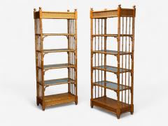 American Modern Bamboo Wood Etageres USA 1980s - 4323461