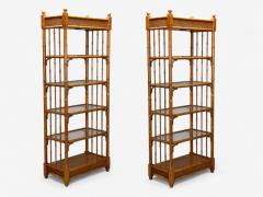 American Modern Bamboo Wood Etageres USA 1980s - 4323462
