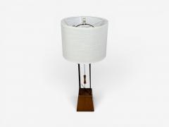 American Modern Cage Form Table Lamp Walnut Brass USA 1960s - 4696063