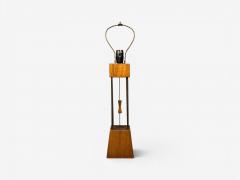 American Modern Cage Form Table Lamp Walnut Brass USA 1960s - 4696064