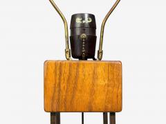 American Modern Cage Form Table Lamp Walnut Brass USA 1960s - 4696066