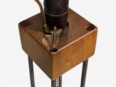 American Modern Cage Form Table Lamp Walnut Brass USA 1960s - 4696073