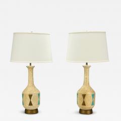 American Modern Chalkware Metal Table Lamps USA 1950s - 4351307
