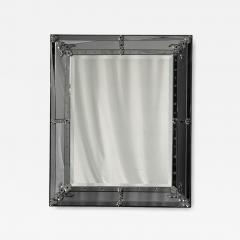 American Modern Etched Glass Grey Shadowbox Mirror USA 1980s - 4358388