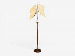 American Modern Floor Lamp Walnut Brass Vellum USA 1950s - 4651523