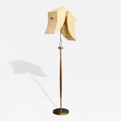 American Modern Floor Lamp Walnut Brass Vellum USA 1950s - 4651592