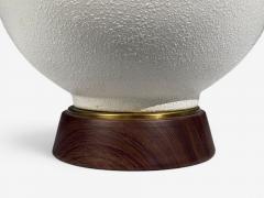American Modern Large Table Lamps Porcelain Walnut Brass USA 1950s - 4693681