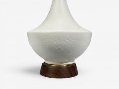 American Modern Large Table Lamps Porcelain Walnut Brass USA 1950s - 4693682